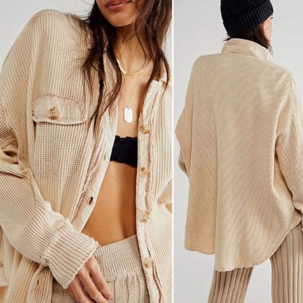 Free People FP One Cream Scout Shirt Jacket Size XS 36047